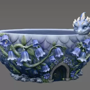 Baby Dragon Flower Bowl STL File for 3D Print - Model thumbnail 7