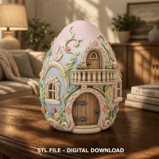 Fantasy Egg Cottage House – STL File 3D Printable - Model thumbnail 2