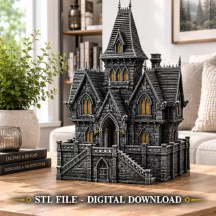 Dark Fantasy Mansion STL File for 3D Printing - Model thumbnail 2