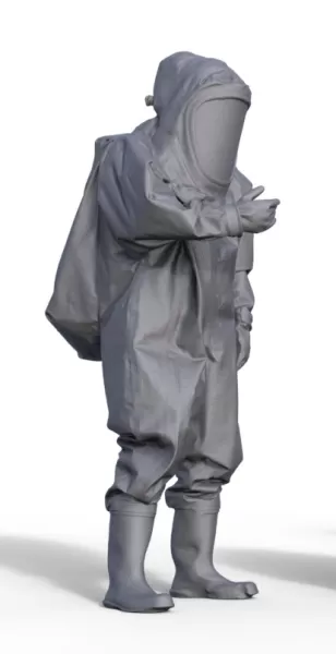 Figure firefighter in protective suit - Model preview 1