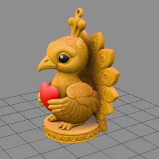 Peacock Heart Charm - STL file - Model thumbnail 2