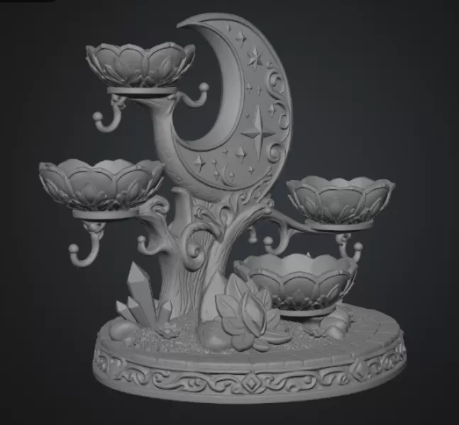 Celestial Moon Jewelry & Key Organizer STL File for 3D Print - Model preview 15