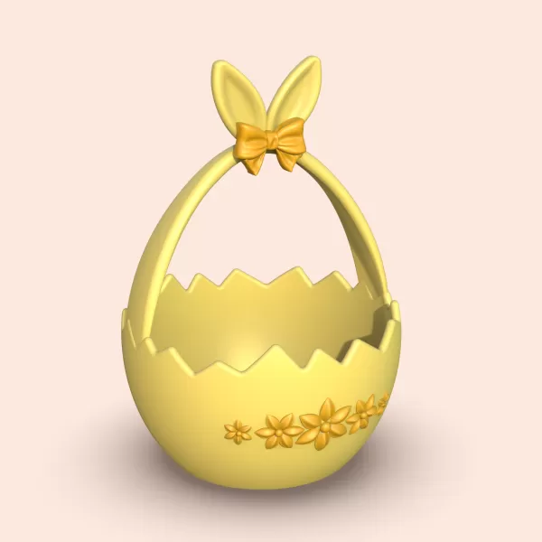 3D Easter Bunny Basket, Cracked Egg Bowl, Egg Hunt Gift, Candy - Model preview 8