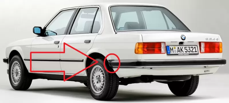Real scale BMW 3er E30 rear bumper end piece 51121888287 511218 - Model preview 2