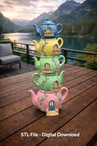 Enchanted Teapot Tower STL File for 3D Printing - Model preview 2