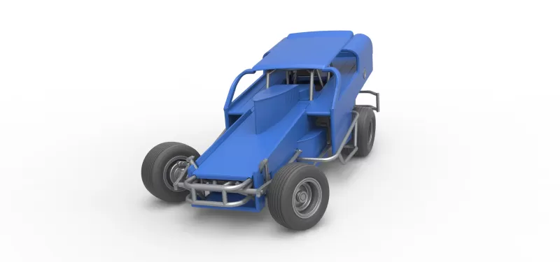 Vintage Dirt Modified stock car Version 2 while turning 1:25 - Model preview 5