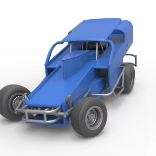 Vintage Dirt Modified stock car Version 2 while turning 1:25 - Model thumbnail 5