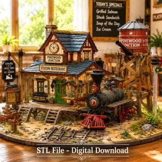 Pinewood Junction Railway Station STL File for 3D Print - Model thumbnail 1