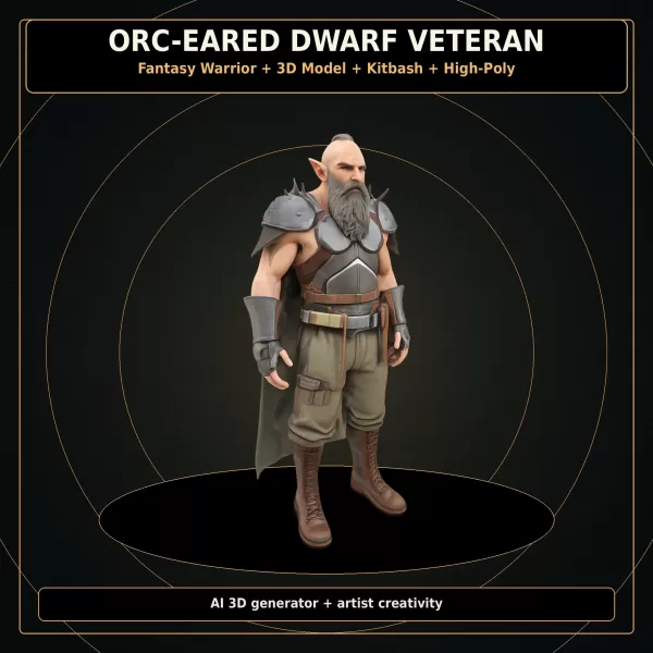 Dwarf Heroes Fantasy Warrior Kitbash Pack – High-Poly 10 Char - Model preview 16
