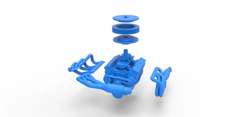 Engine V8 for Supermodified race car Version 4 Scale 1:25 - Model preview 19