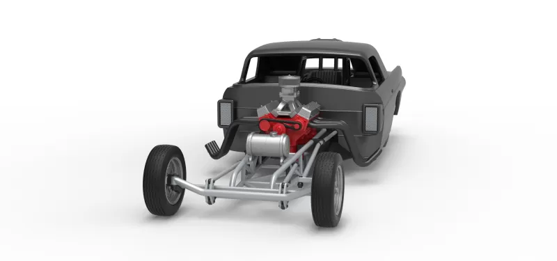 Front engine old school dragster with shell V12 Scale 1:25 - Model preview 5