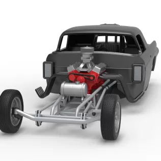 Front engine old school dragster with shell V12 Scale 1:25 - Model thumbnail 5