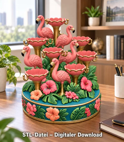 Flamingo Jewelry Organizer STL File for 3D Print - Model preview 1