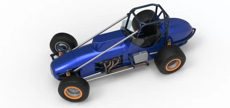 Dirt Silver Crown Champ car while turning Scale 1:25 - Model preview 4