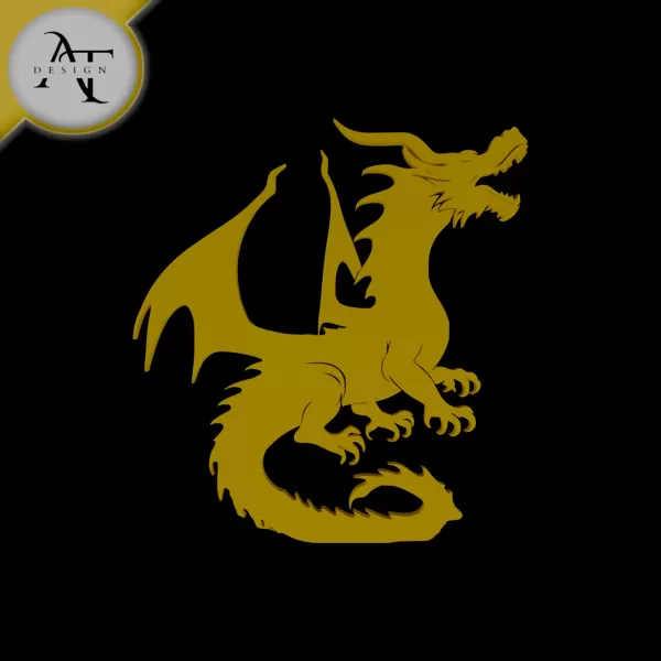 Dragon - Silhouette - 2D Wall Art Decor - Model preview 1