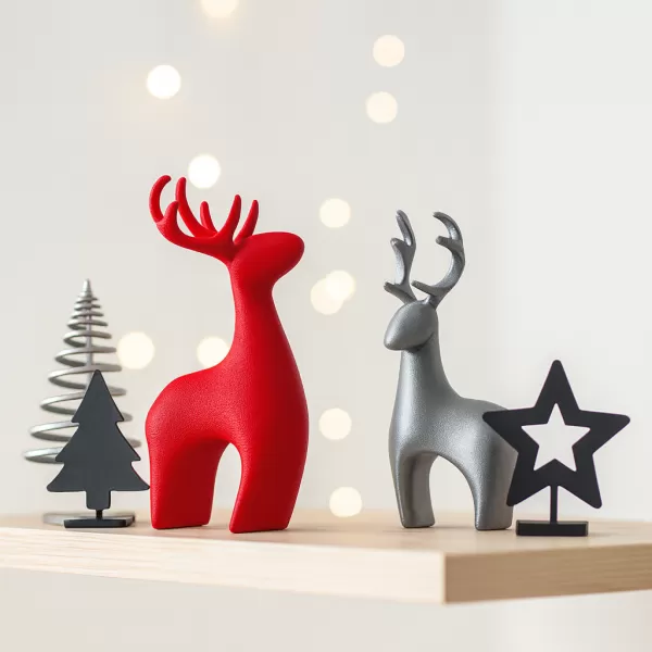 Modern Deer Set: 2 pcs. | Christmas Reindeer Figurines - Model preview 5