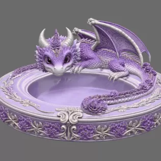 Amethyst Floral Dragon Bowl STL file for 3D Print - Model thumbnail 8