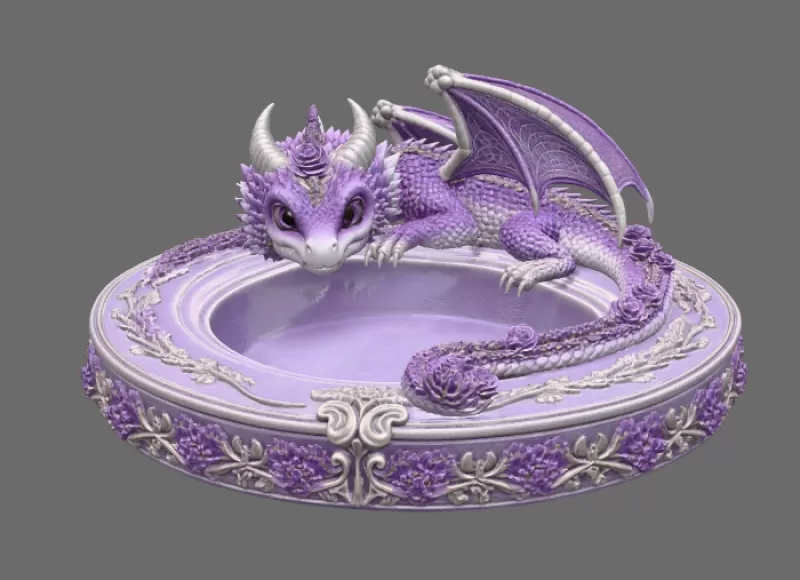 Amethyst Floral Dragon Bowl STL file for 3D Print - Model preview 8