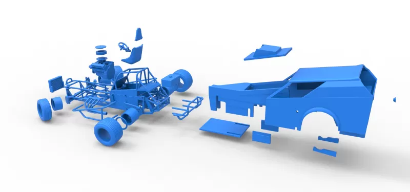 Vintage Dirt Modified stock car V7 while turning Scale 1:25 - Model preview 30