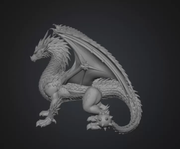 Azure Royal War Dragon STL File for 3D Print - Model preview 12