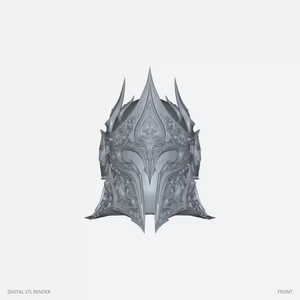 Ornate Spiked Crown Helmet Miniature - 100 mm STL - Model preview 2