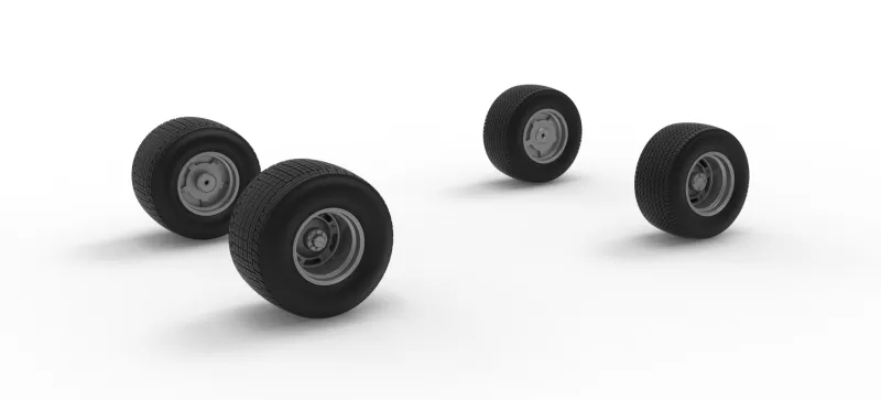 Wheel Set of Vintage Dirt late model Race car Scale 1:25 - Model preview 9