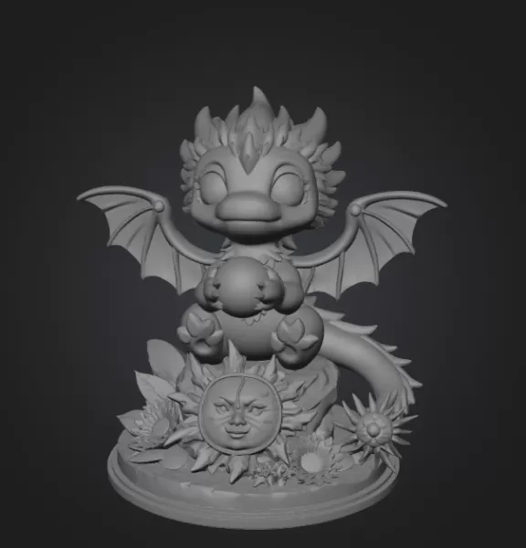 Sun Dragon STL File 3D Printable Fantasy Dragon Figurine - Model preview 8