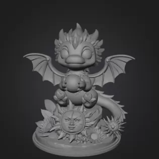 Sun Dragon STL File 3D Printable Fantasy Dragon Figurine - Model thumbnail 8