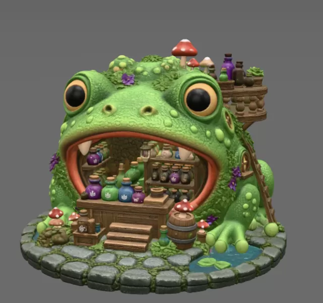 Frog Alchemist Apothecary STL File for 3D Print - Model preview 4