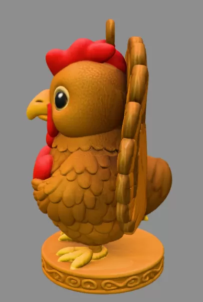 Cute Turkey with Heart – STL File for 3D Printing - Model preview 4