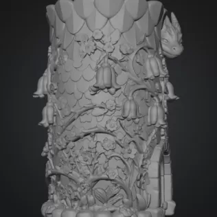 Enchanted Dragon Flower Tower Vase - Model thumbnail 15