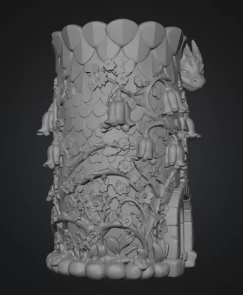 Enchanted Dragon Flower Tower Vase - Model preview 15