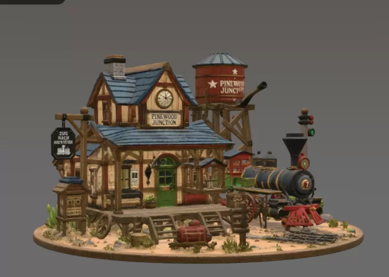Pinewood Junction Railway Station STL File for 3D Print - Model preview 8