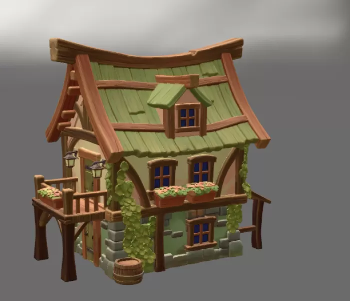 Enchanted Harvest Cottage STL File for 3D Print - Model preview 6