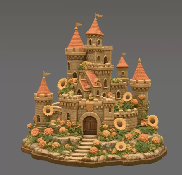 Sunflower Fantasy Castle STL File for 3D Print - Model preview 8