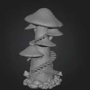 Enchanted Mushroom Tower STL File 3D Printable Fantasy Fairy Hou - Model thumbnail 10