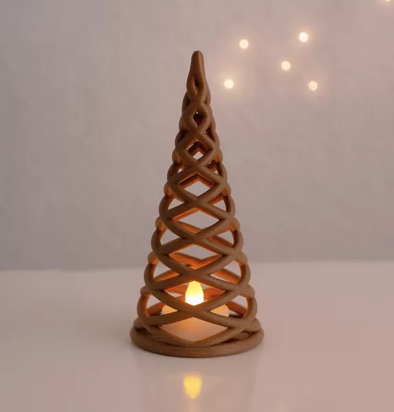 Christmas Tree Candle Holder | Spiral Modern Holiday Light Decor - Model preview 3