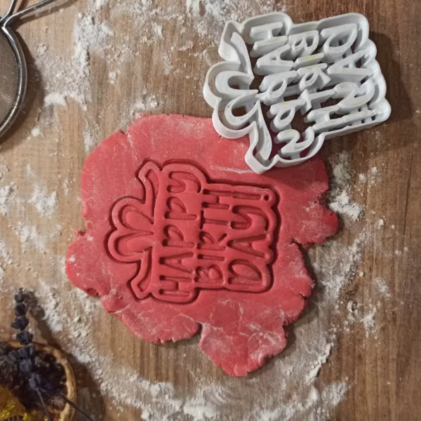 Happy Birthday Cookie & Clay Cutter, Gift Box Style Design - Model preview 1