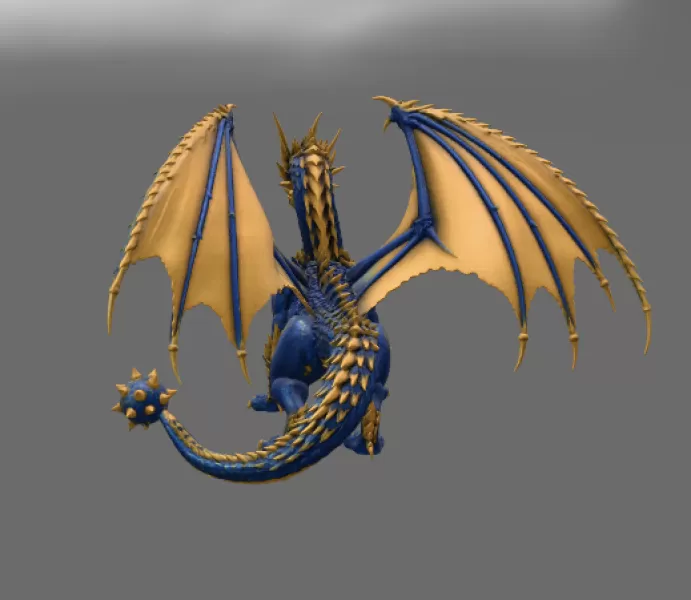 Azure Royal War Dragon STL File for 3D Print - Model preview 8