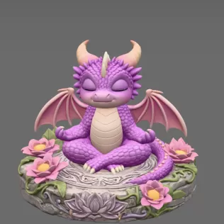 Meditating Baby Dragon STL File for 3D Print - Model thumbnail 3