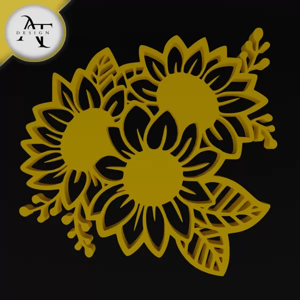 Sunflowers - Silhouette - 2D Wall Art Decor - Model preview 1