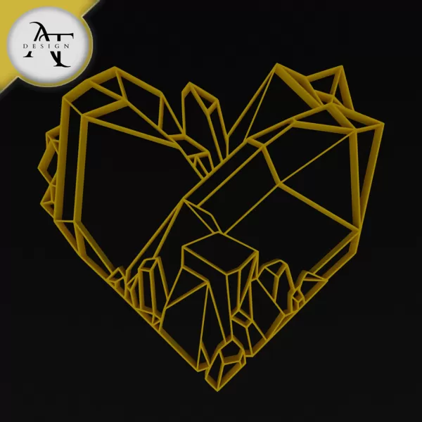 Crystal Heart - Geometric - 2D Wall Art Decor - Model preview 1