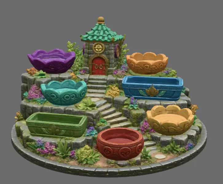 Fantasy Village Jewelry Organizer STL File for 3D Print - Model preview 6