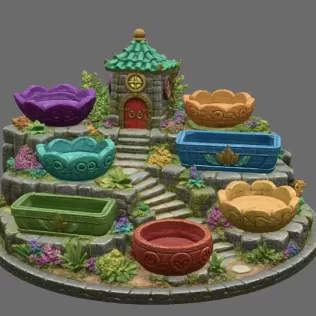 Fantasy Village Jewelry Organizer STL File for 3D Print - Model thumbnail 6