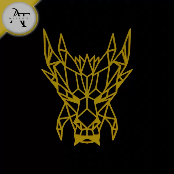 Dragon Head - Geometric - 2D Wall Art Decor - Model preview 1