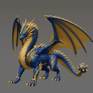 Azure Royal War Dragon STL File for 3D Print - Model thumbnail 4