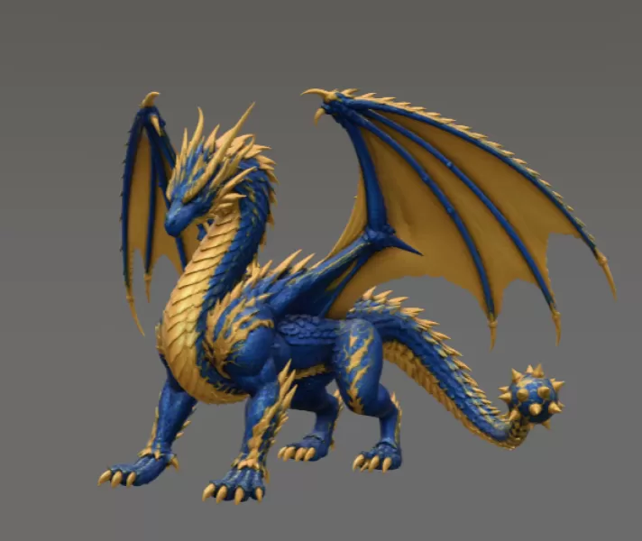 Azure Royal War Dragon STL File for 3D Print - Model preview 4