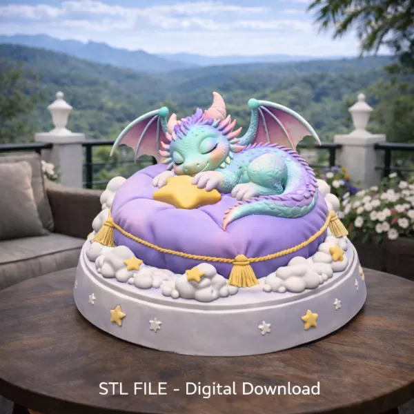 Sleeping Dream Dragon STL File 3D Print - Model preview 2