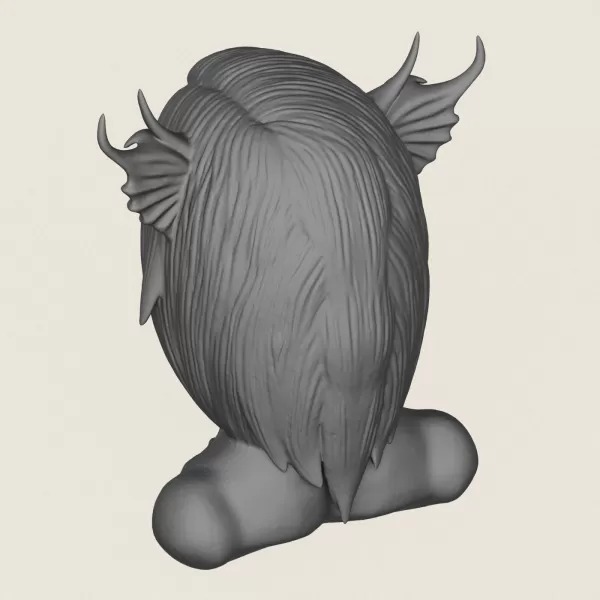 Woman Horror Face Bust Print Ready 3D Model - Model preview 5