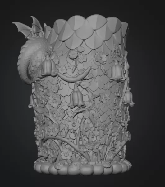 Enchanted Dragon Flower Tower Vase - Model preview 14